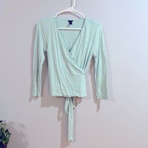 J.Crew Business Casual Wrap Long Sleeve Top - Seafoam